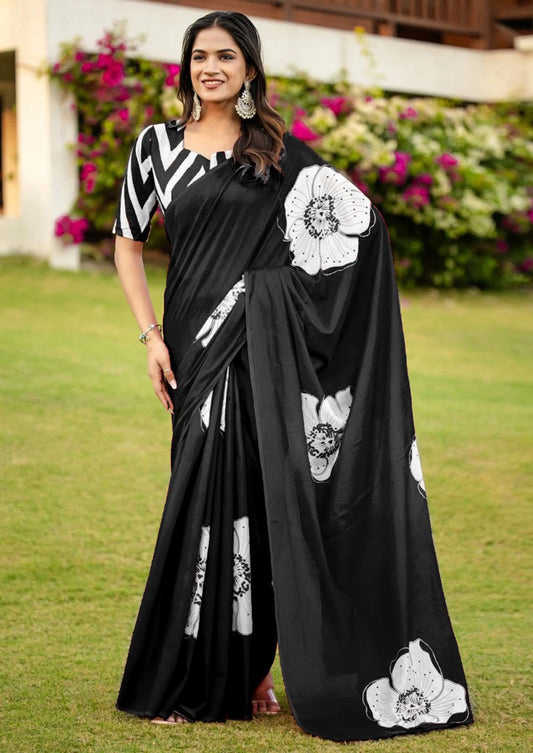 Ajrakh Printed Soft Modal Silk Natural Print Saree