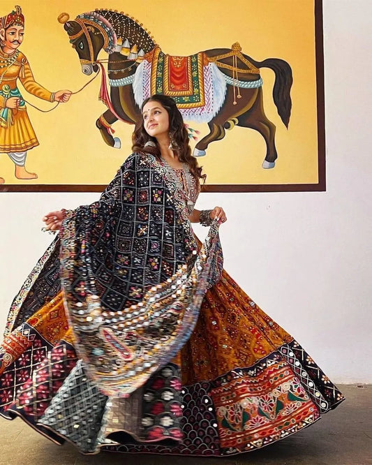Multicolor Graceful Mirror Work Lehenga Choli with Designer Dupatta for Festive Ethnic Wear for Women