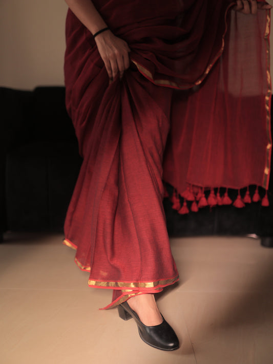 Komal 'Mulmul' Saree [Maroon]