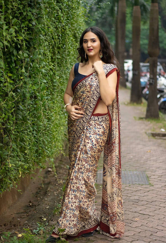 Ajrakh Printed Soft Modal Silk Digital Print Saree