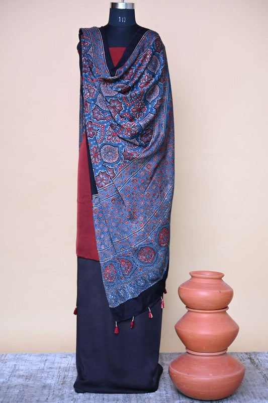 Indigo String Modal Silk Ajrakh Dupatta