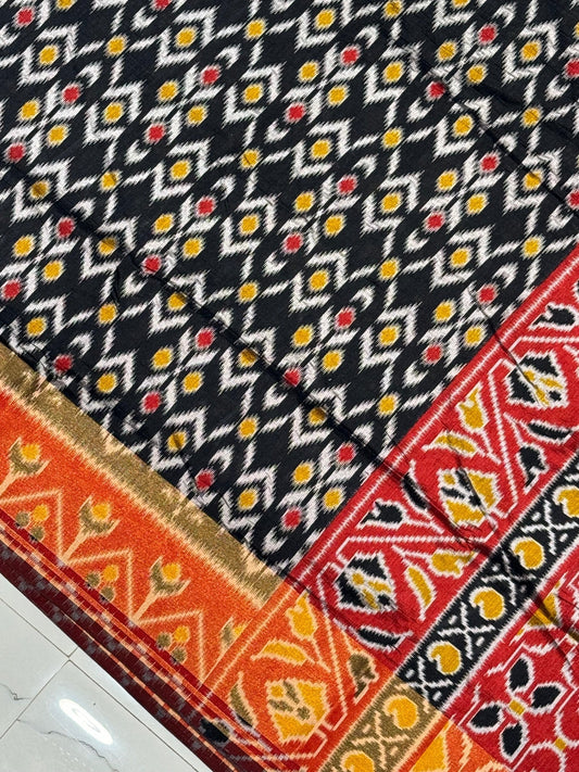 Classic Black Pure Look Without Figure Patola Saree K3