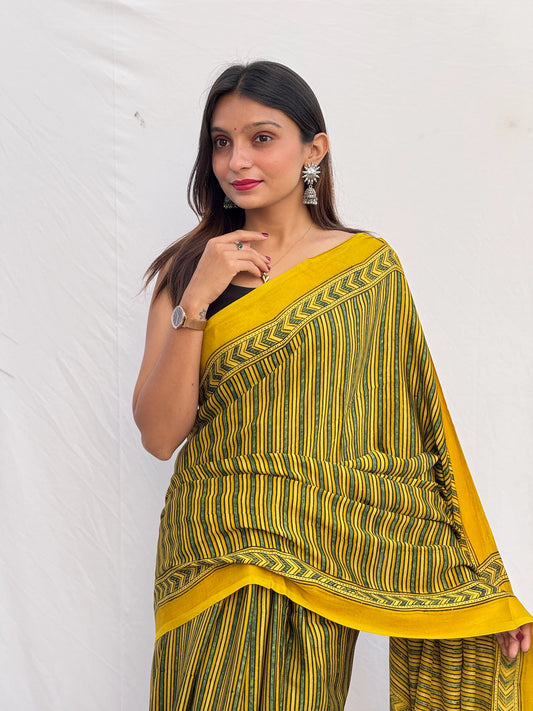 Ajrakh Modal Silk Saree