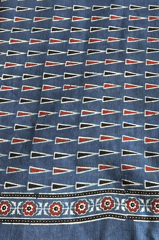 Blue Tikon Cotton Ajrakh Fabric (Per Meter)