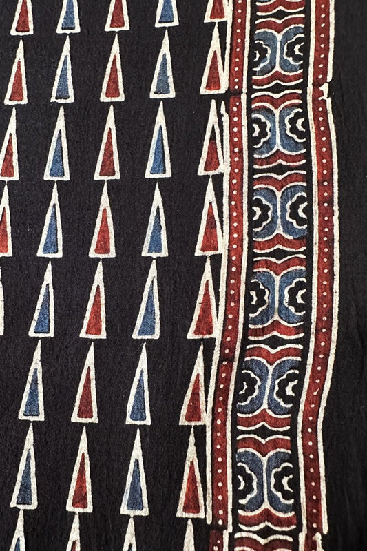 Black Tikon Cotton Ajrakh Fabric (Per Meter)