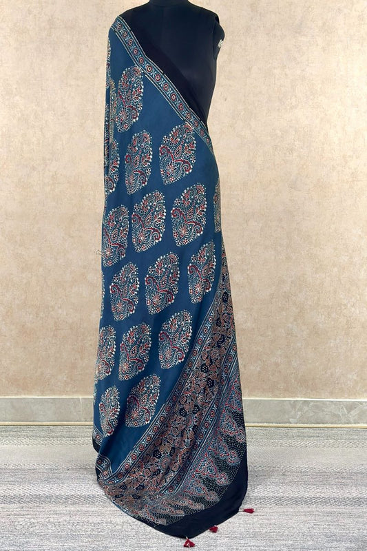 Indigo Corsage Modal Silk Ajrakh Dupatta