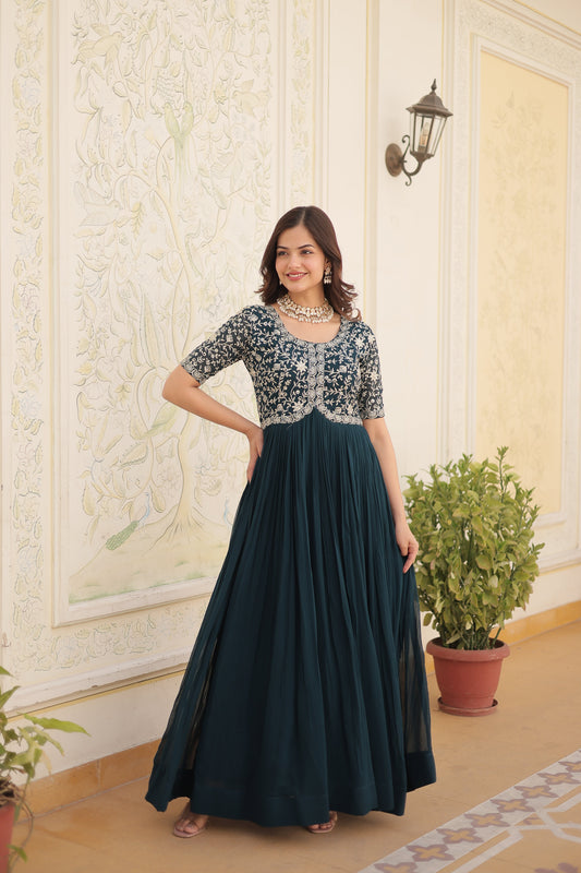 Rama colour faux georgette trending heavy work fully stitched gown