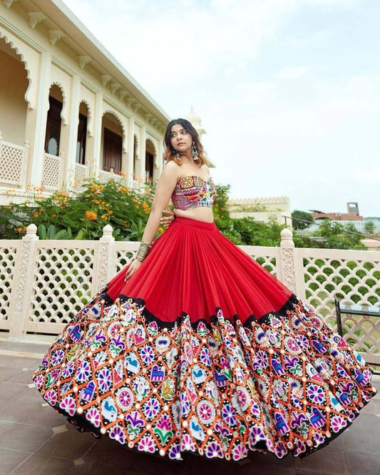 Multicolor Graceful Mirror Work Lehenga Choli with Designer Dupatta for Festive Ethnic Wear for Women