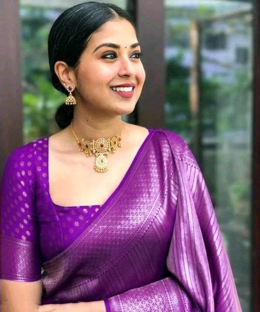 Purple Soft Silk Saree With Demure Blouse Piece