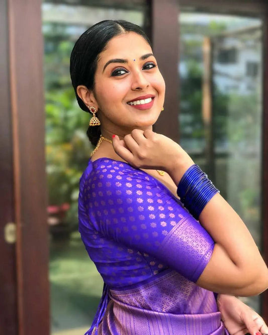 Royal Blue Soft Silk Saree With Demure Blouse Piece