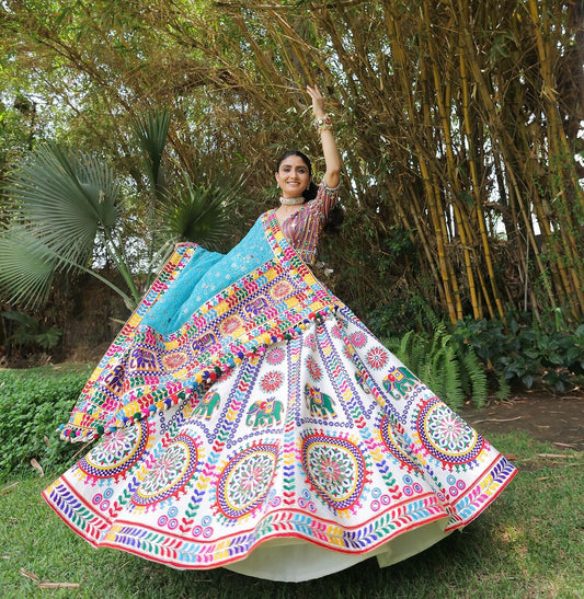 Soft Muslin Silk Chaniya Choli | Fancy Digital with Real Mirror Work for Traditional Wear
