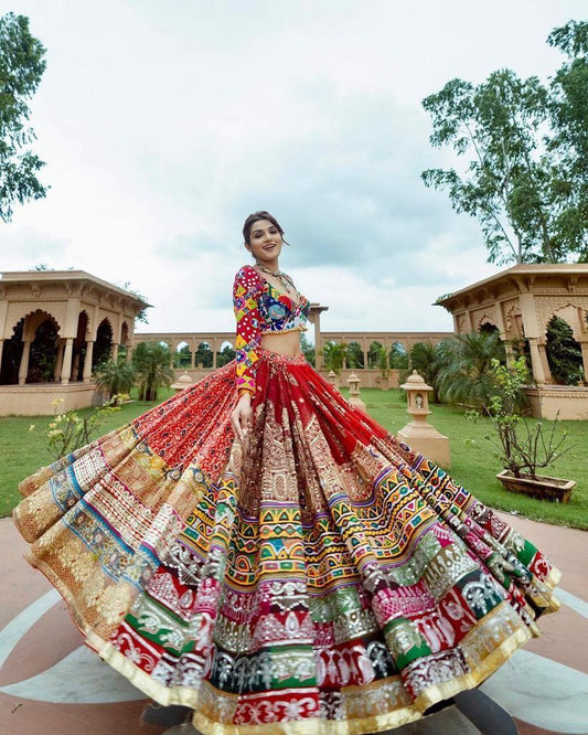 Multi Color Soft Butter Silk Chaniya Choli | Fancy Digital with Real Mirror Work for Traditional Wear