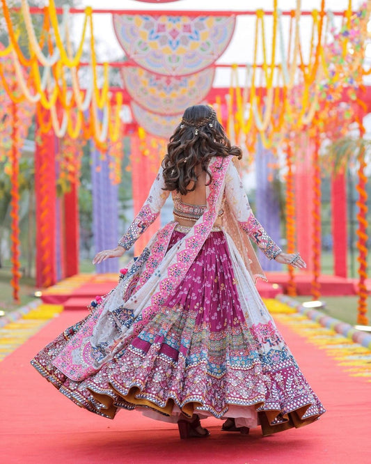 Soft Butter Silk Chaniya Choli | Fancy Digital with Real Mirror Work for Traditional Wear