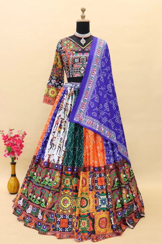 Multicolor Graceful Mirror Work Lehenga Choli with Designer Dupatta for Festive Ethnic Wear for Women