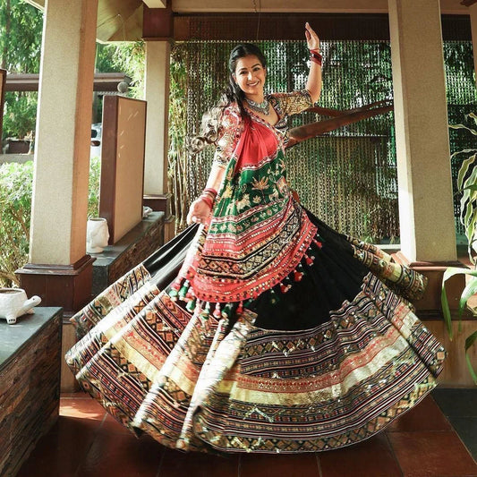 Black Fancy Graceful Mirror Work Lehenga Choli with Designer Dupatta for Festive Ethnic Wear for Women