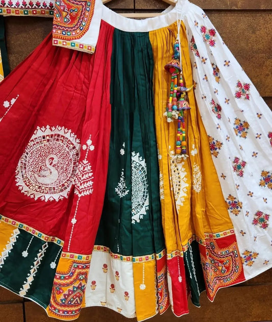 Multicolor Graceful Mirror Work Lehenga Choli with Designer Dupatta for Festive Ethnic Wear for Women