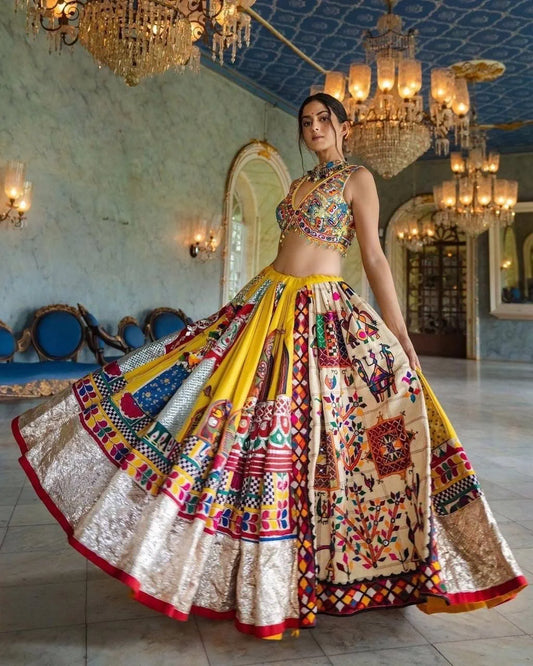 Multicolor Premium Elegant Mirror Work Lehenga Choli with Designer Dupatta for Festive Ethnic Wear for Women