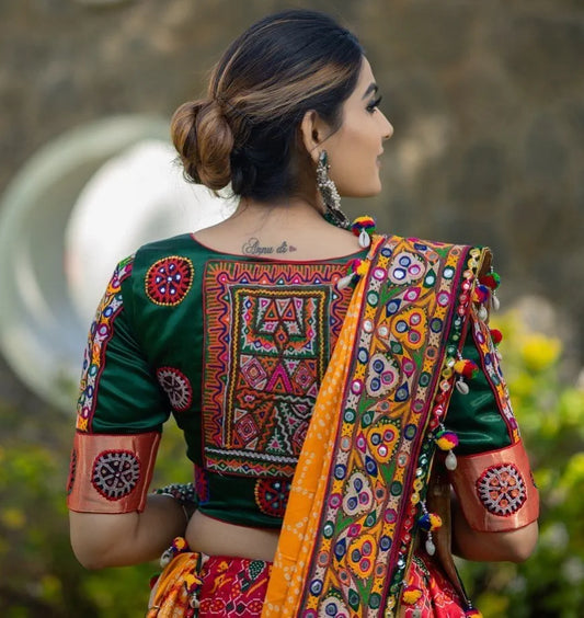 Multicolor Graceful Mirror Work Lehenga Choli with Designer Dupatta for Festive Ethnic Wear for Women