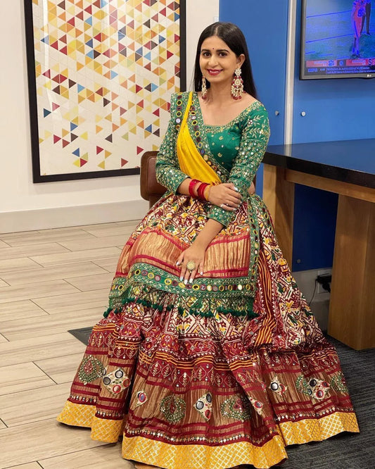 Multicolor Premium Elegant Mirror Work Lehenga Choli with Designer Dupatta for Festive Ethnic Wear for Women